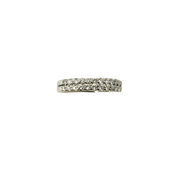 Vintage 14 Karat White Gold and Diamond Double Band Ring Size 6.25 #11821 - Picture 1 of 10